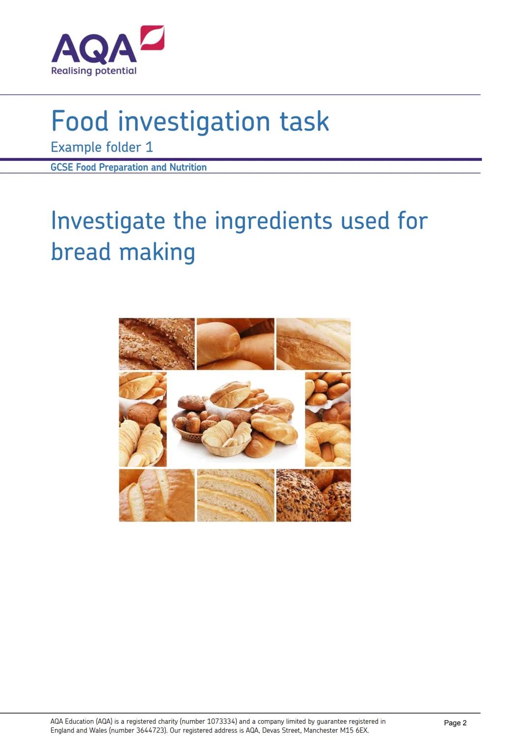 AQA
Realising potential
GCSE
FOOD
PREPARATION
AND
NUTRITION
(8585)
Food investigation tasks and commentaries
Four examples of students' work