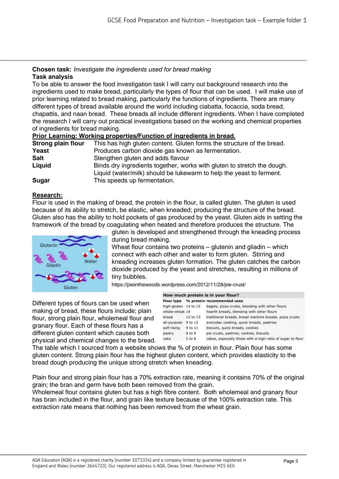 AQA
Realising potential
GCSE
FOOD
PREPARATION
AND
NUTRITION
(8585)
Food investigation tasks and commentaries
Four examples of students' work