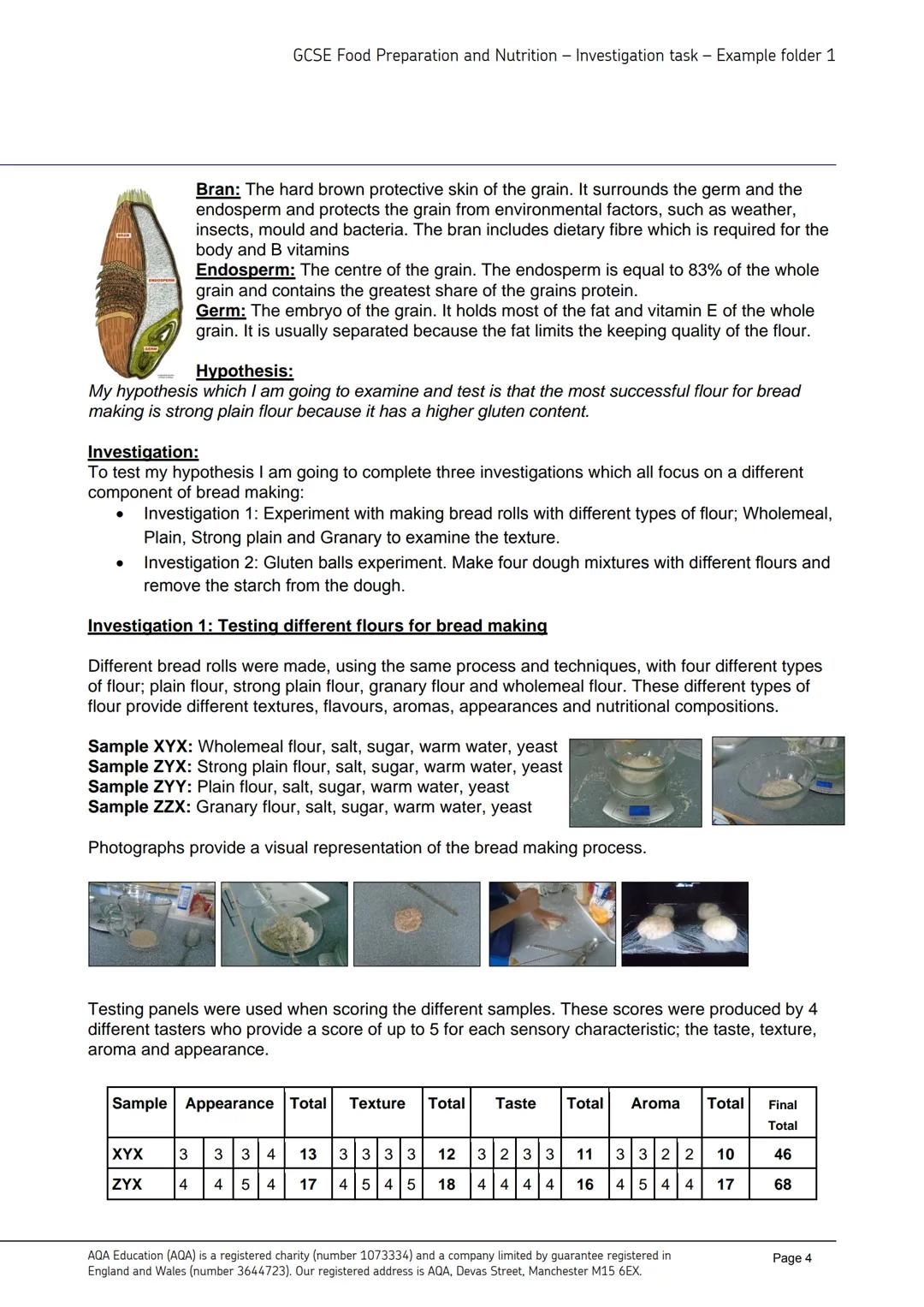 AQA
Realising potential
GCSE
FOOD
PREPARATION
AND
NUTRITION
(8585)
Food investigation tasks and commentaries
Four examples of students' work