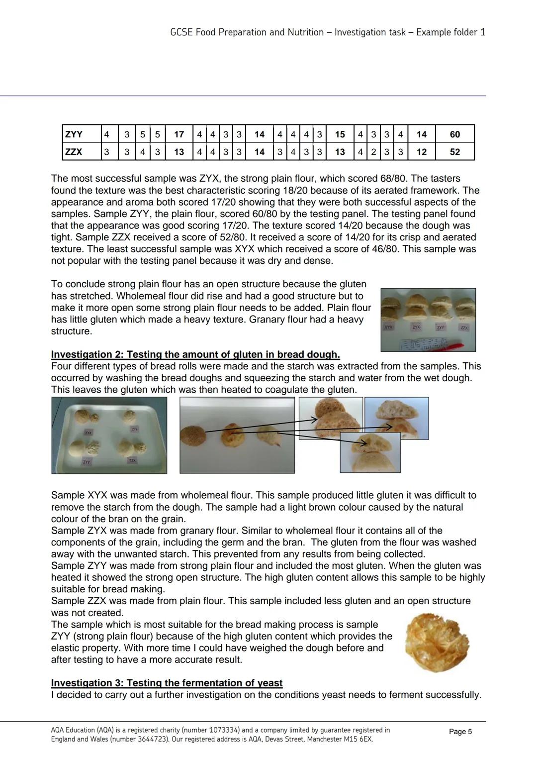 AQA
Realising potential
GCSE
FOOD
PREPARATION
AND
NUTRITION
(8585)
Food investigation tasks and commentaries
Four examples of students' work