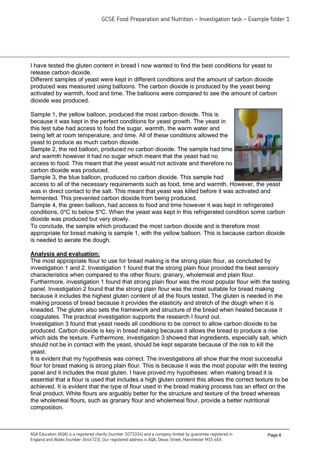 AQA
Realising potential
GCSE
FOOD
PREPARATION
AND
NUTRITION
(8585)
Food investigation tasks and commentaries
Four examples of students' work