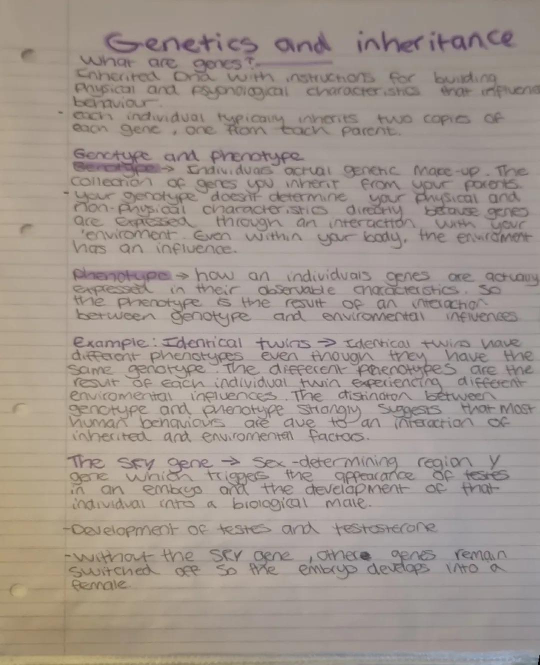 Influence of Biology on
Behaviour and
traits
ace of biology of behaviour
Biological psychologist argue that as the mind
lives in the brain, 