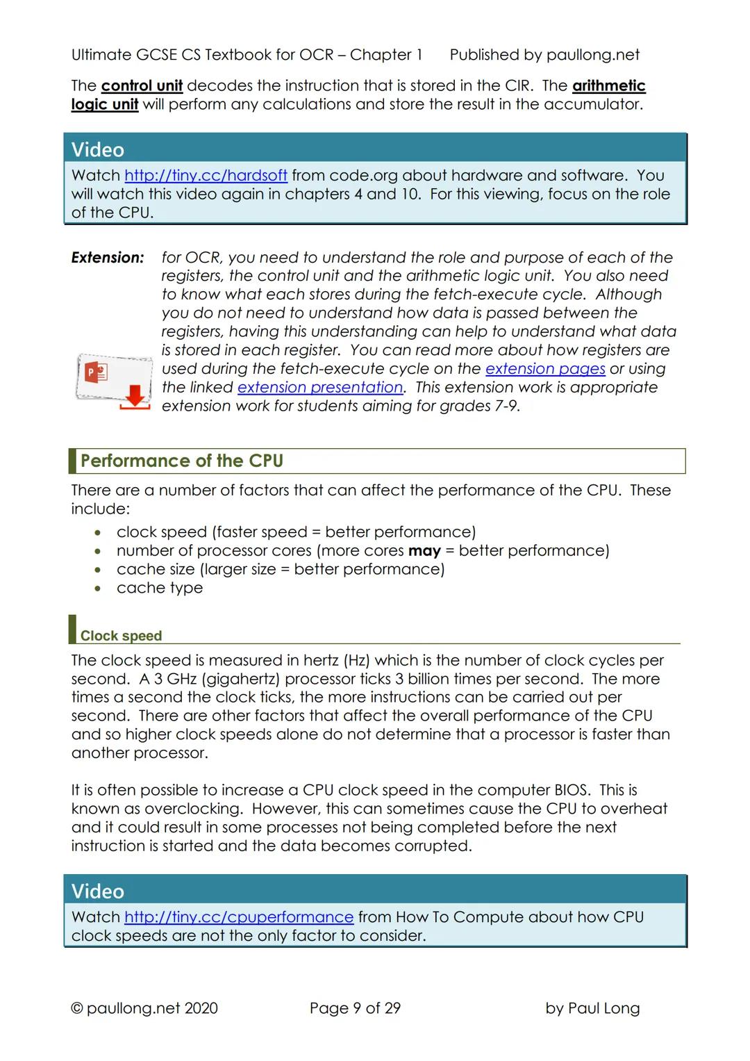 --- OCR Start ---
Ultimate GCSE CS Textbook for OCR - Chapter 1 Published by paullong.net
1 - Computer Hardware
Contents
Contents.
1
Hardwar
