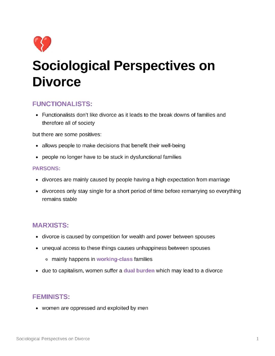 Sociological Perspectives on Divorce