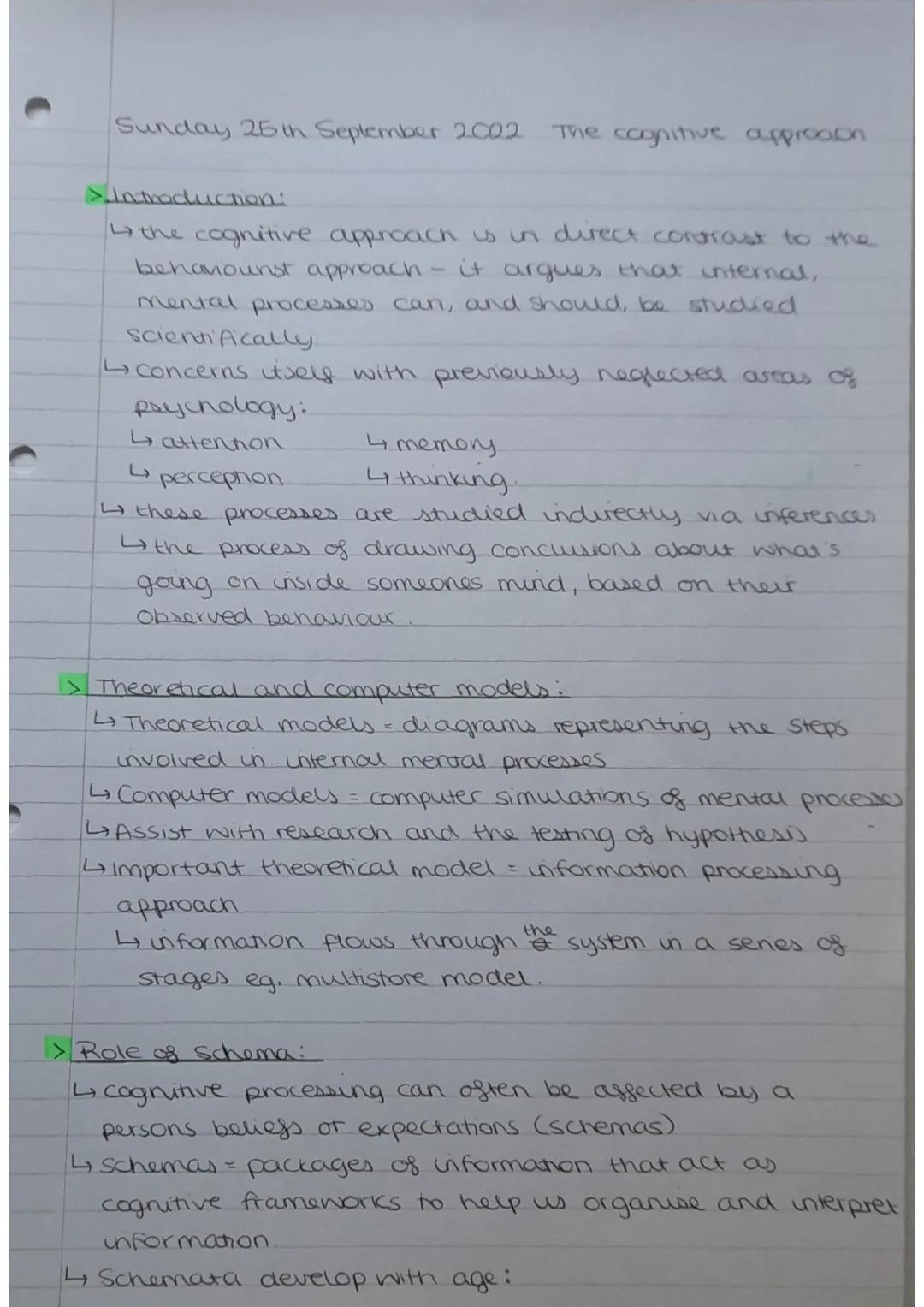 The cognitive approach