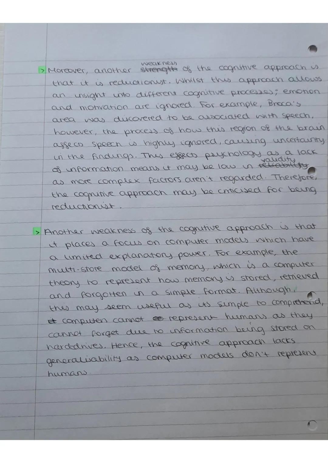 Sunday 25th September 2002 The cognitive approach

> Introduction:
↳ the cognitive approach is in direct contrast to the
behaviourist approa
