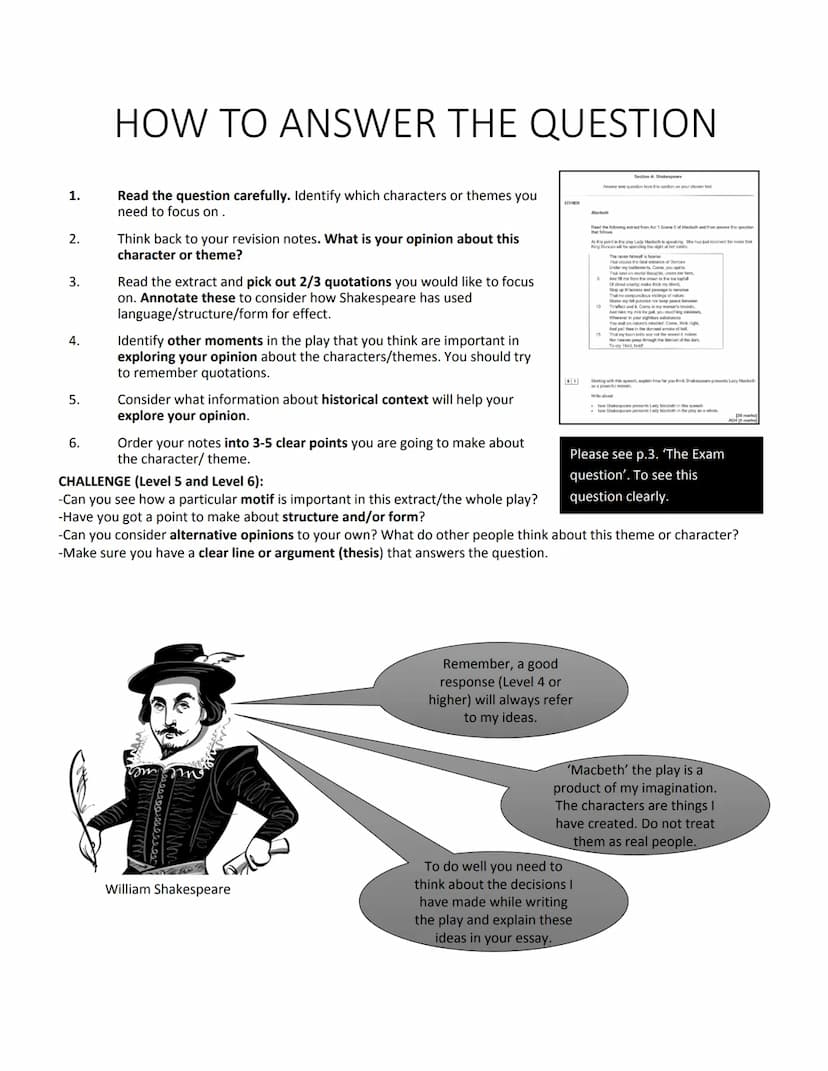 GCSE English Literature
Paper 1: Macbeth
Contents
How to revise
The exam question
Mark scheme
How to answer the question
Example answers
● S