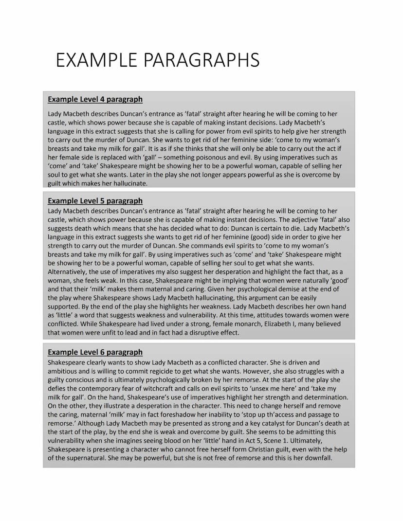 GCSE English Literature
Paper 1: Macbeth
Contents
How to revise
The exam question
Mark scheme
How to answer the question
Example answers
● S