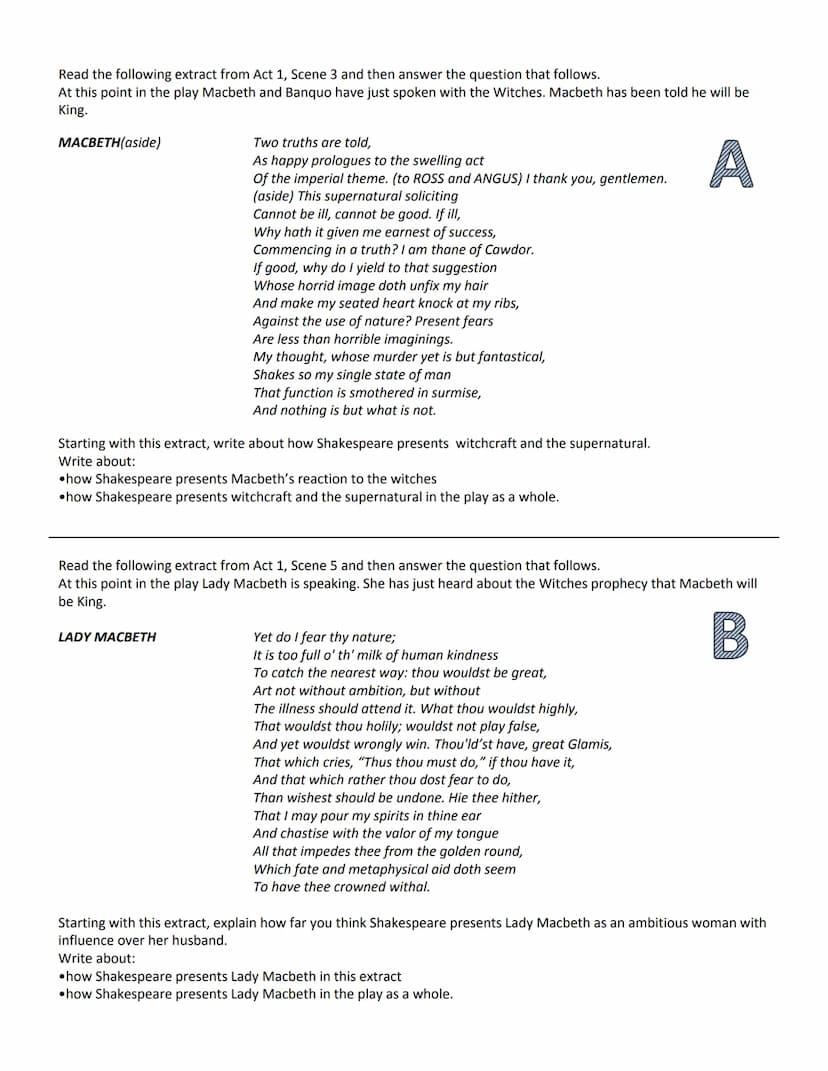 GCSE English Literature
Paper 1: Macbeth
Contents
How to revise
The exam question
Mark scheme
How to answer the question
Example answers
● S