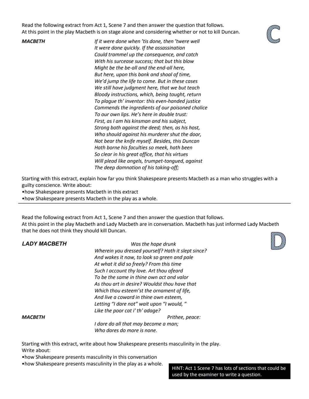 GCSE English Literature
Paper 1: Macbeth
Contents
How to revise
The exam question
Mark scheme
How to answer the question
Example answers
● S