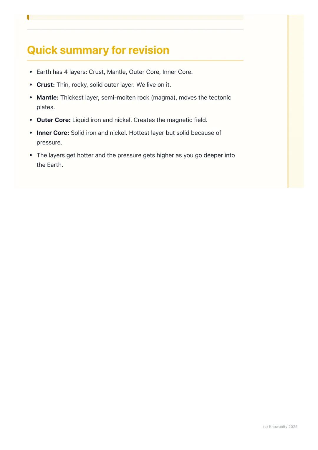 # Inside the Earth

## What's under our feet?

It feels like the ground we stand on is solid, but the Earth is actually made up
of different