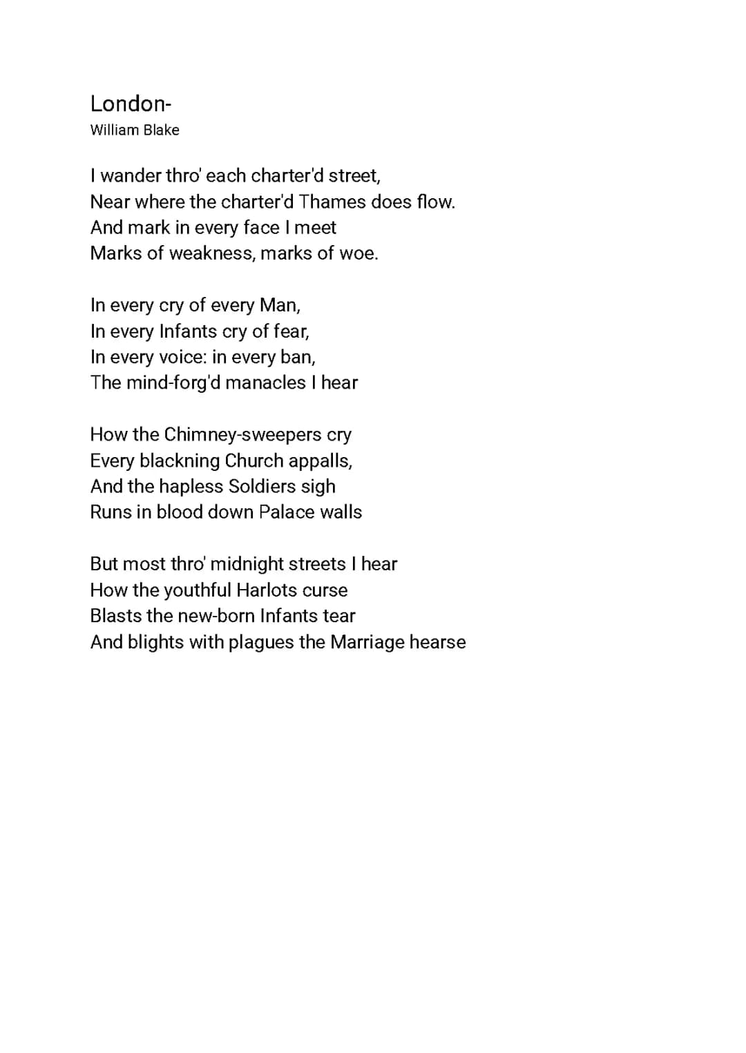 London- 'William Blake' (detailed annotation)