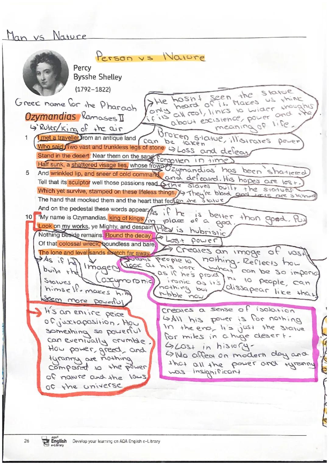 Man vs Nature

Person vs
Nature

Percy
Bysshe Shelley
(1792-1822)

Greek name for the Pharaoh
Ozymandias Ramases I
'Ruler/king of the air

H