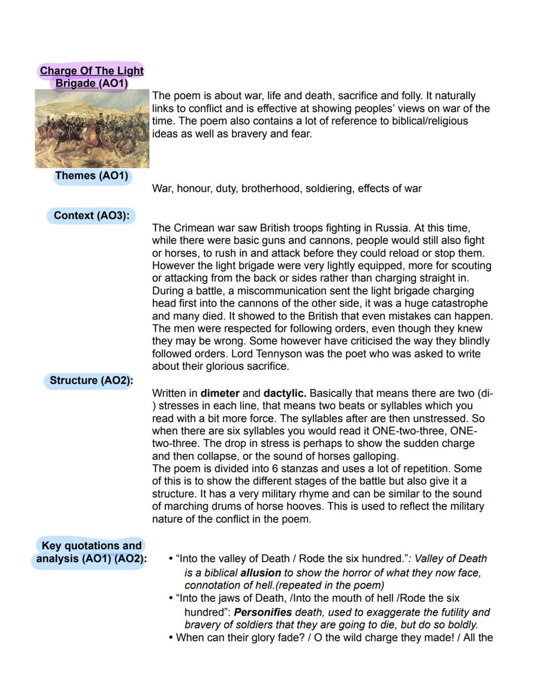 
<h2 id="assessmentobjectives">Assessment Objectives</h2>
<p>AO1: Read, understand and respond to texts. Students should be able to:</p>
<ul