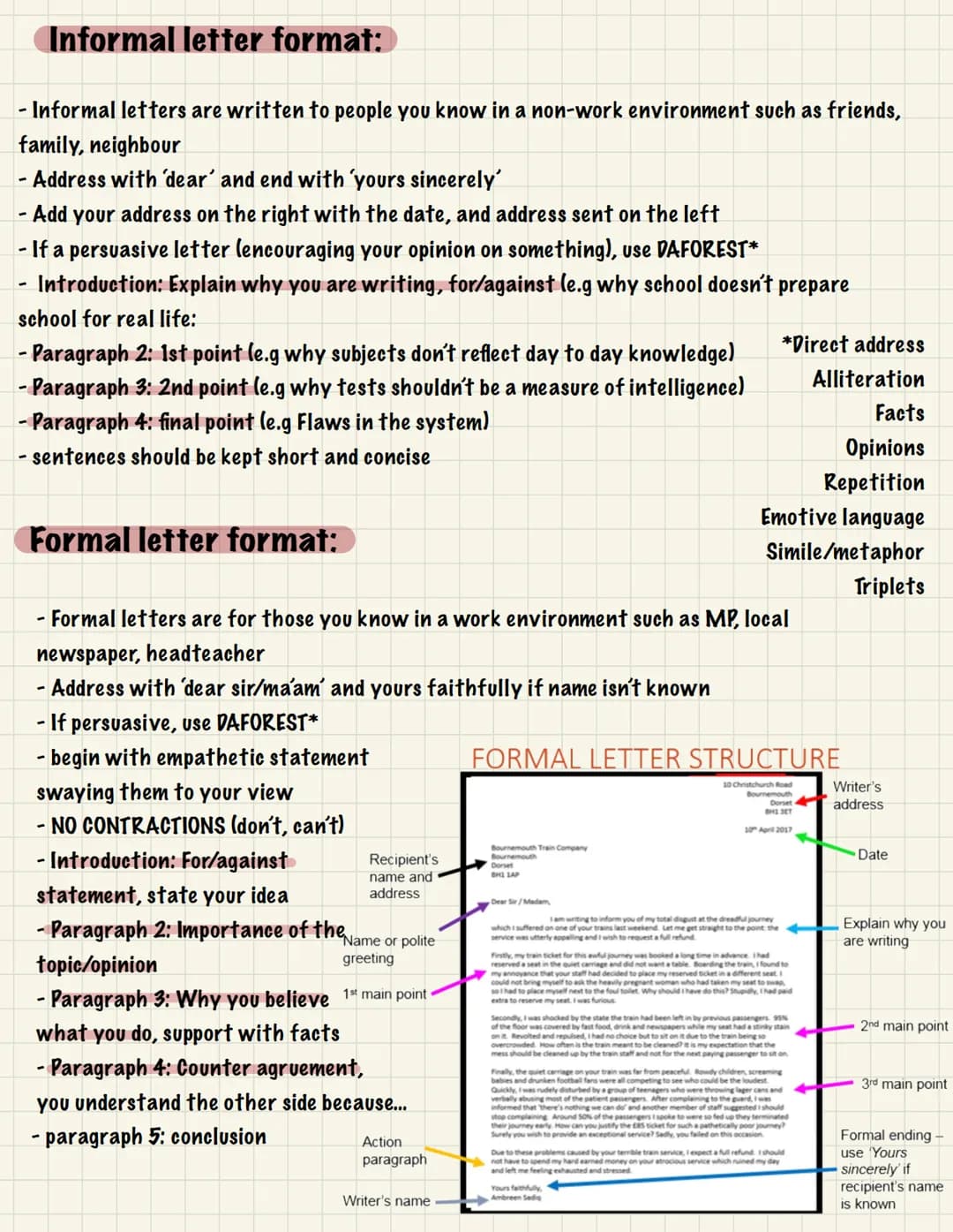 Speech format:
- Take on side of an argument
WELCOME
Use DAFOREST* and sophisticated techniques
e.g disproving
1ST MAIN
Address the audience