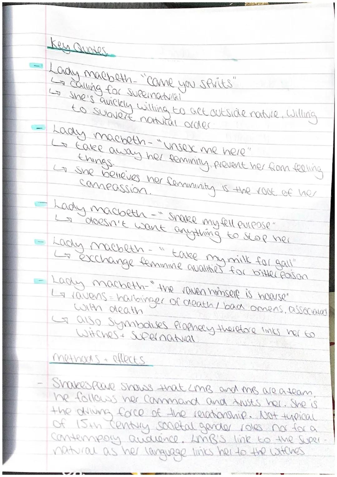 Act 1 Scene 5
Summary of Events.
Lady Macbeth reads a letter from her husband aba
his encounter with the witches.
She fears that her husband