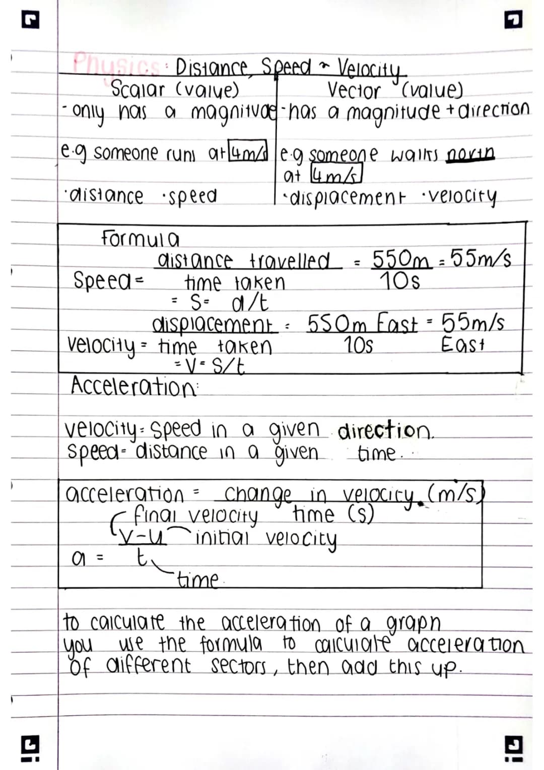 Speed, Velocity and Acceleration-Physics