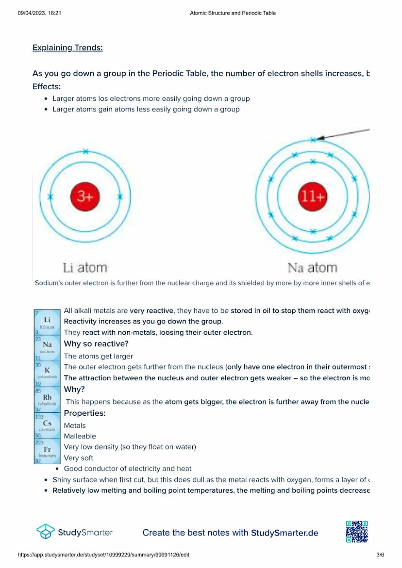 09/04/2023, 18:21
Atomic Structure and Periodic Table
Atoms are made up of mainly empty space surrounding a nucleus. The nucleus is made
• T