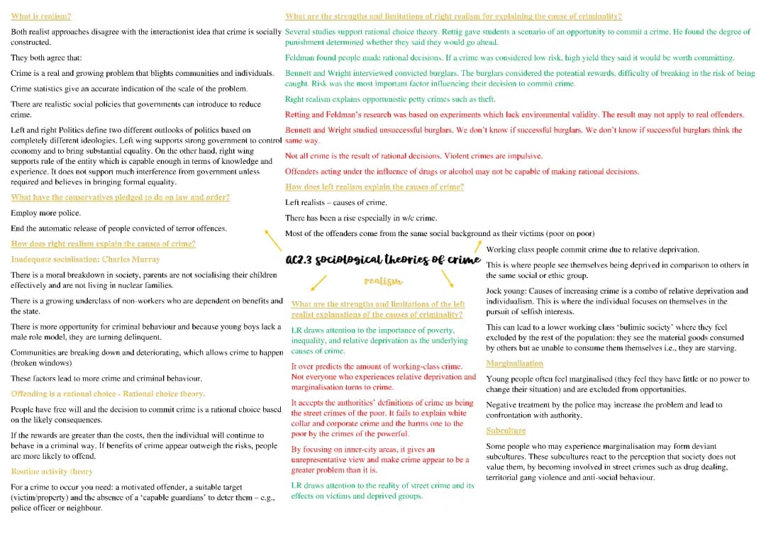 Unit 2 Criminology Notes and Sociological Theories of Crime