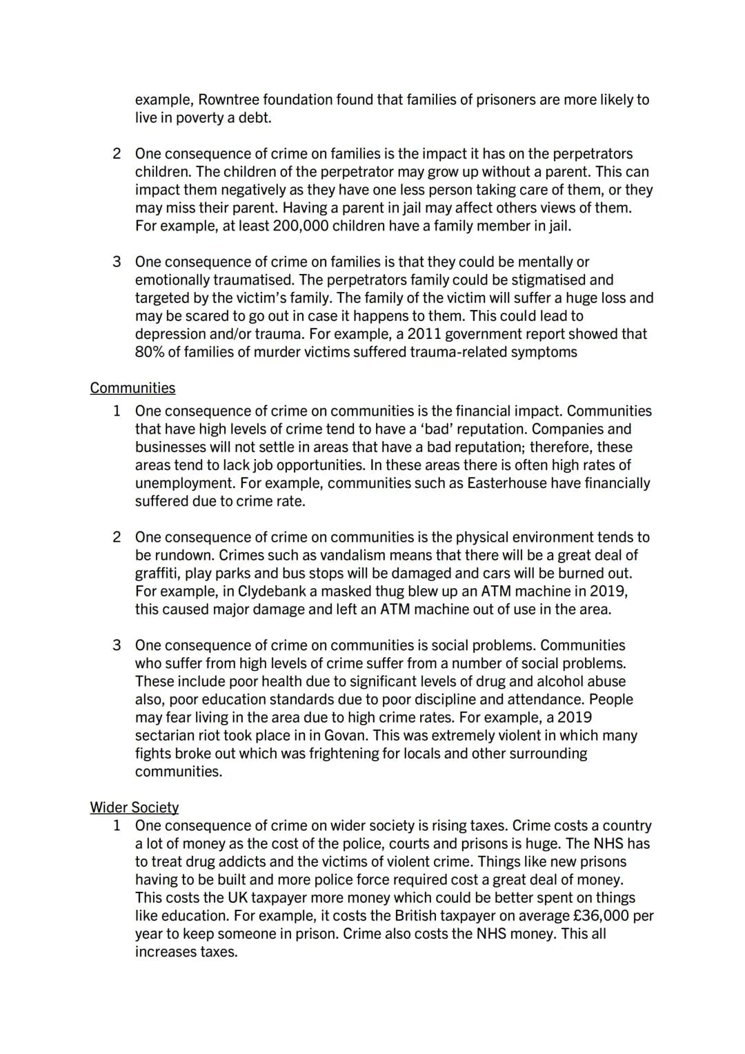 Crime and Law 'PEE' questions
Describe, in detail, 3 different types of crime//8
1 One type of crime is crimes and violence. These are crime