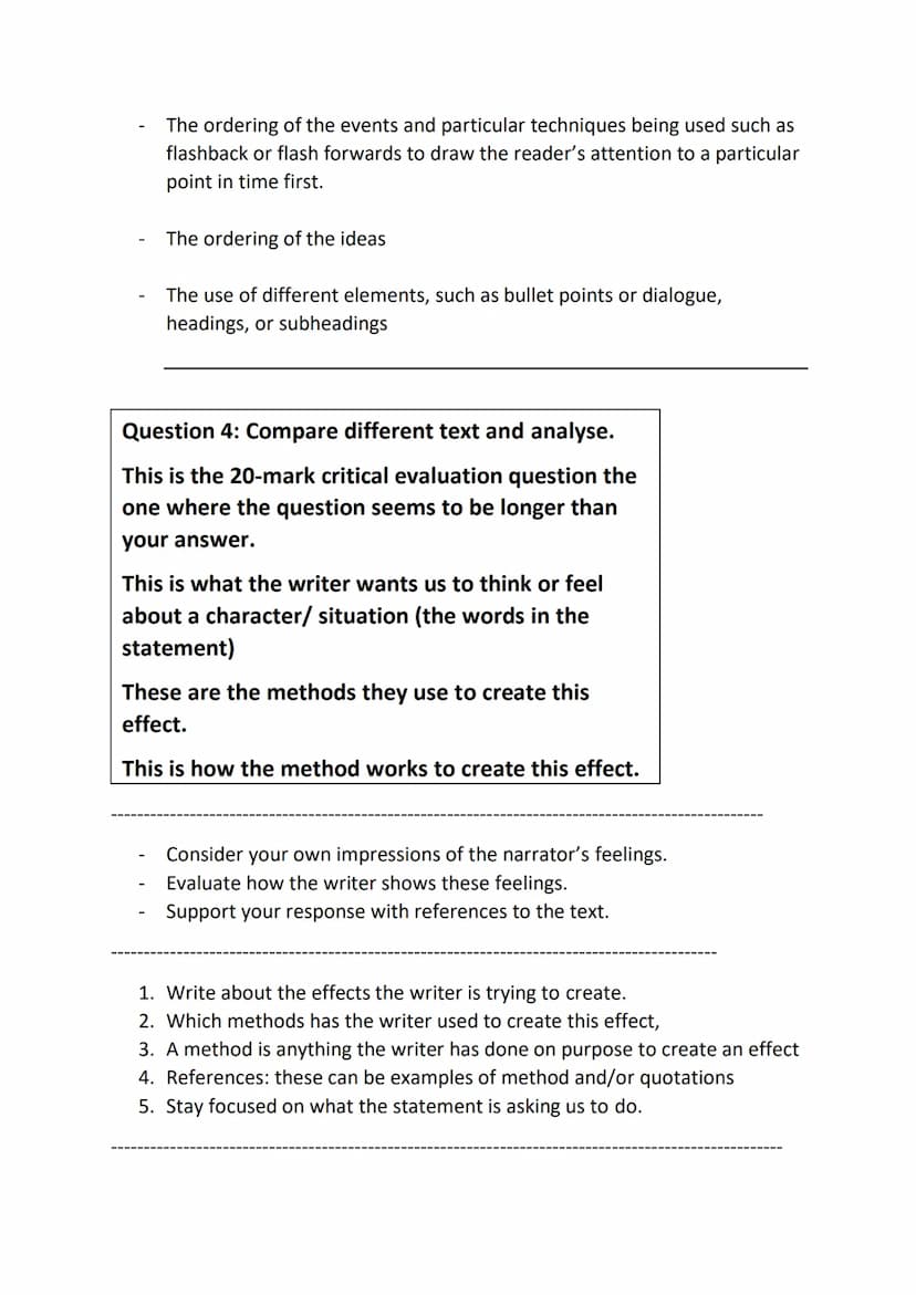 Language paper 1 revision:
The five senses: The five senses can be used creatively to set up your
scenes - this will easily give you 5 descr