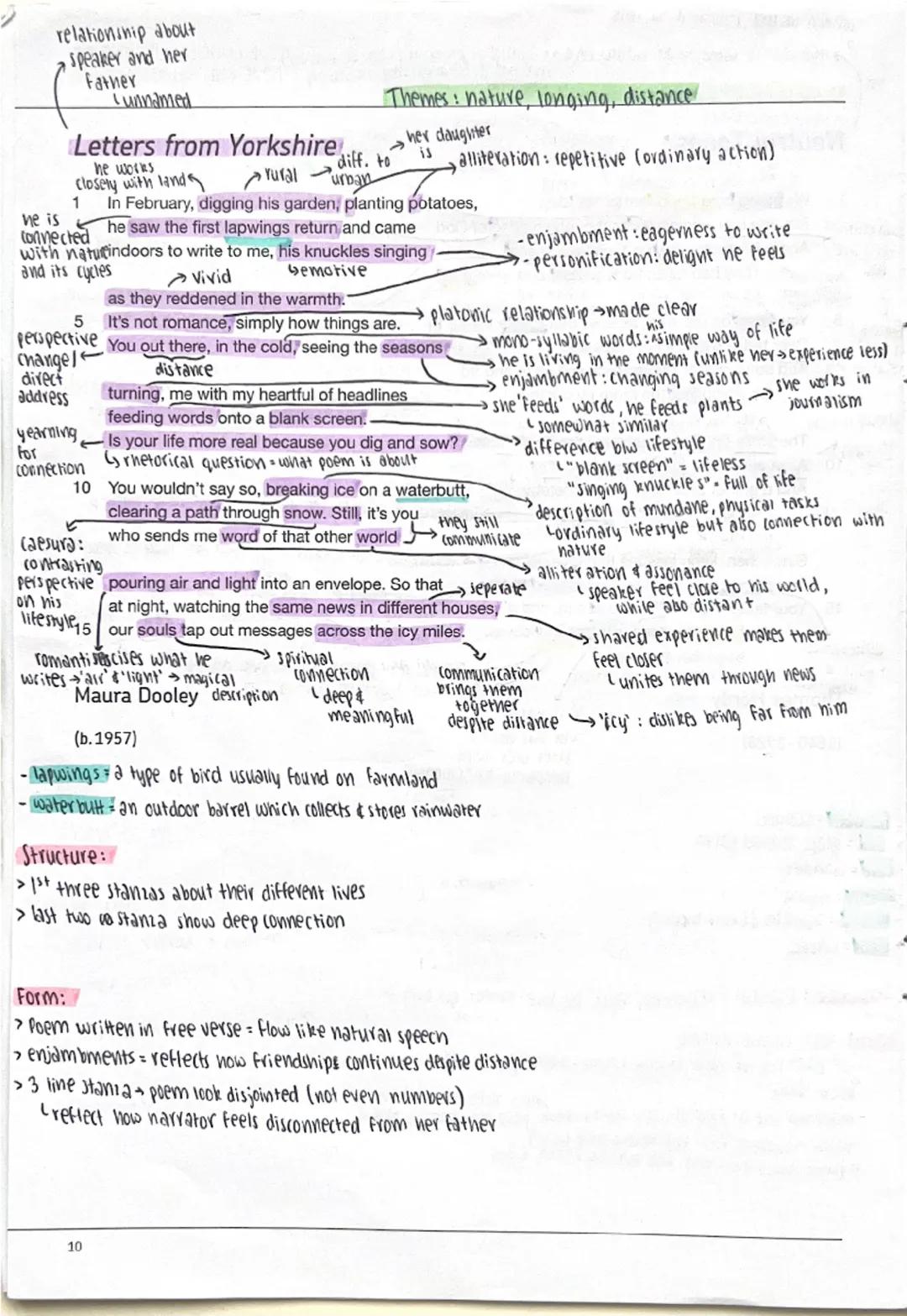 Letters from Yorkshire detailed annotations 