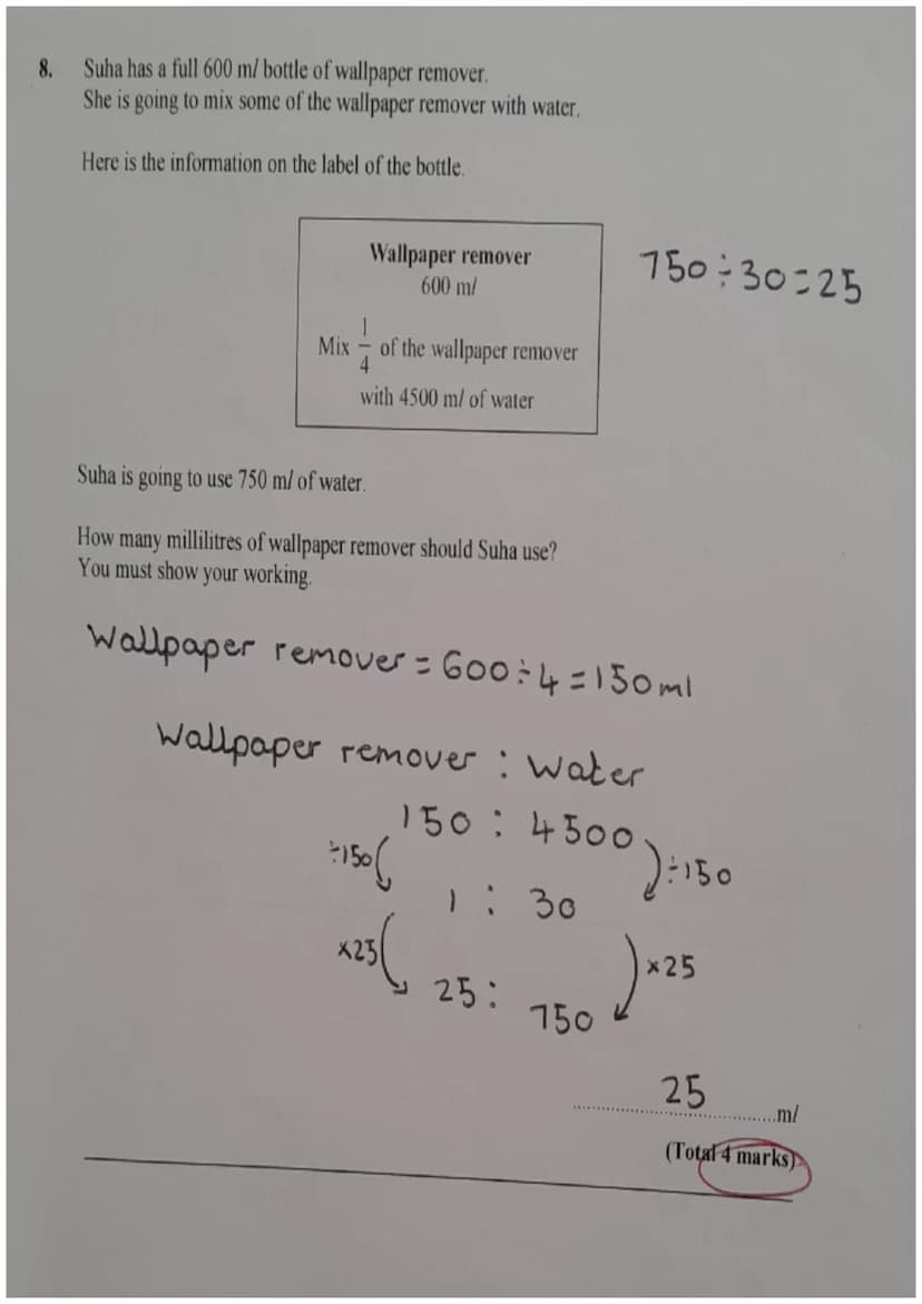 1. Work out 5.4 × 0.24
5.4 x 10=54
0.24x100=24
54x24=1296
100x10=1000
1296-1000 = 1.296
1.296
(Total 3 marks)
2. The height, H cm, of a tabl