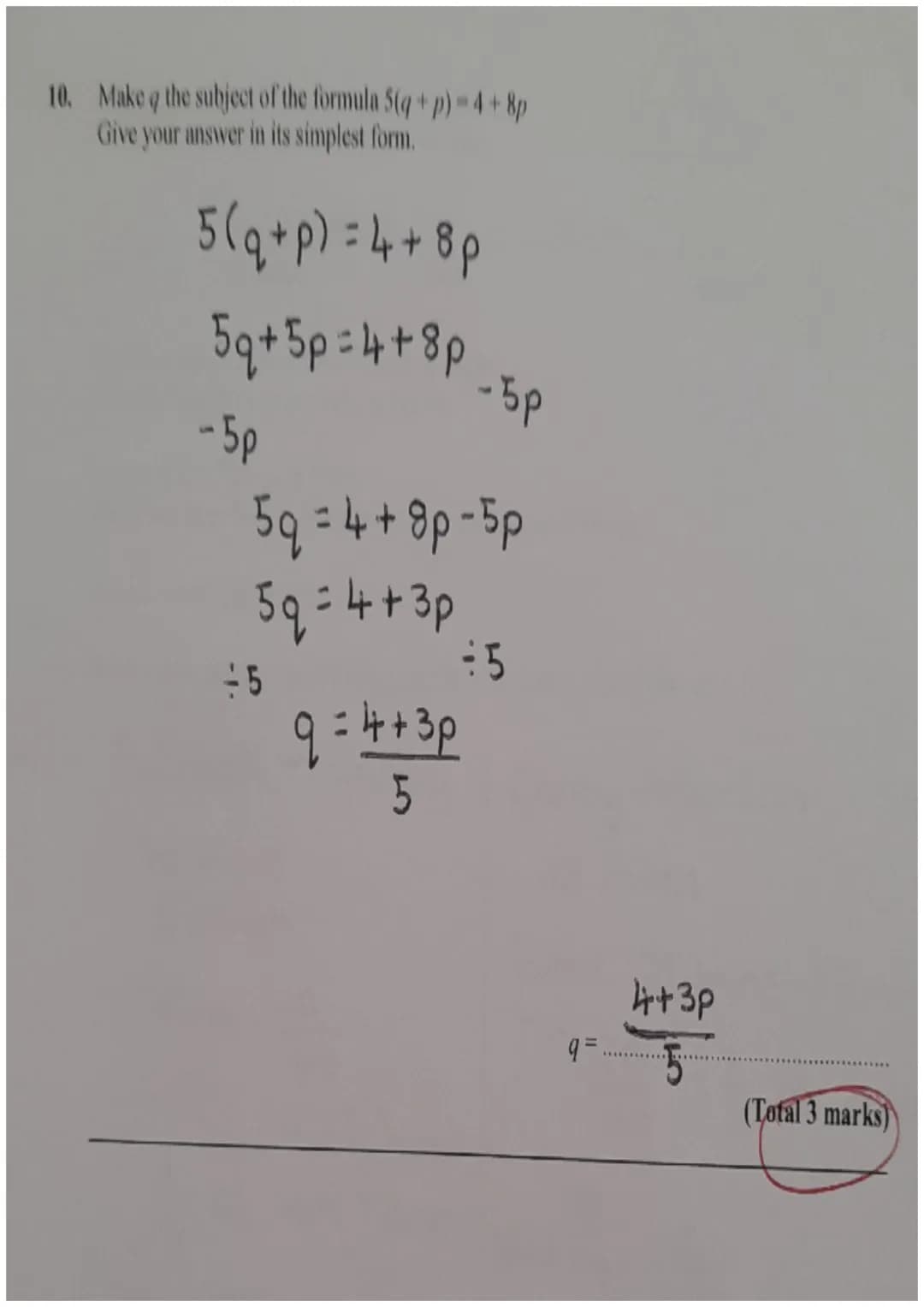 1. Work out 5.4 × 0.24
5.4 x 10=54
0.24x100=24
54x24=1296
100x10=1000
1296-1000 = 1.296
1.296
(Total 3 marks)
2. The height, H cm, of a tabl