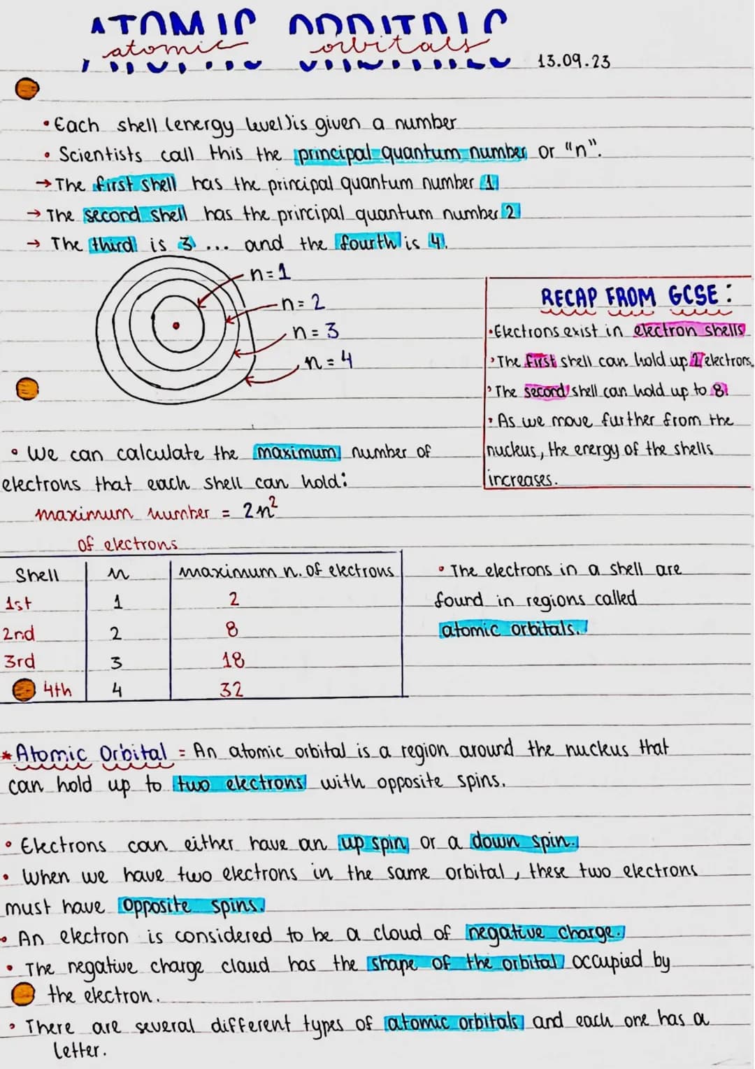 1st
2nd
3rd
0
。
-O
Shell
ATOMIC
atomic
2
• Each shell lenergy level) is given a number
Scientists call this the principal quantum number or 