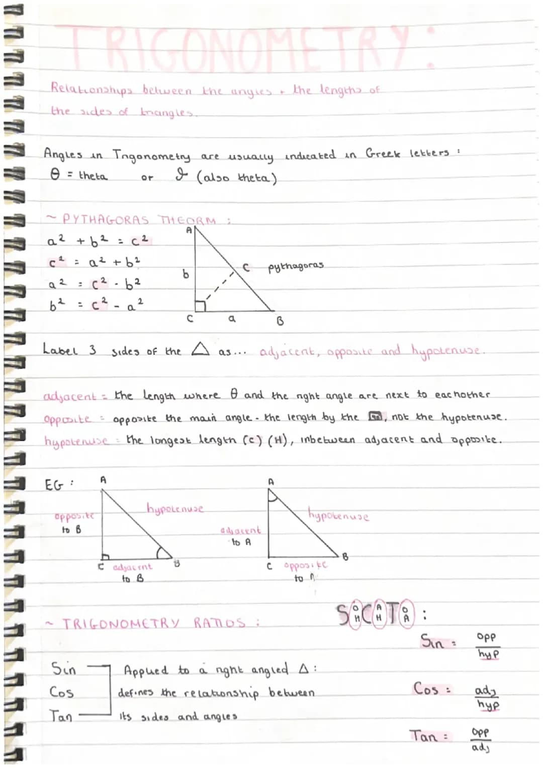 Easy Trigonometry and Pythagoras Revision PDFs