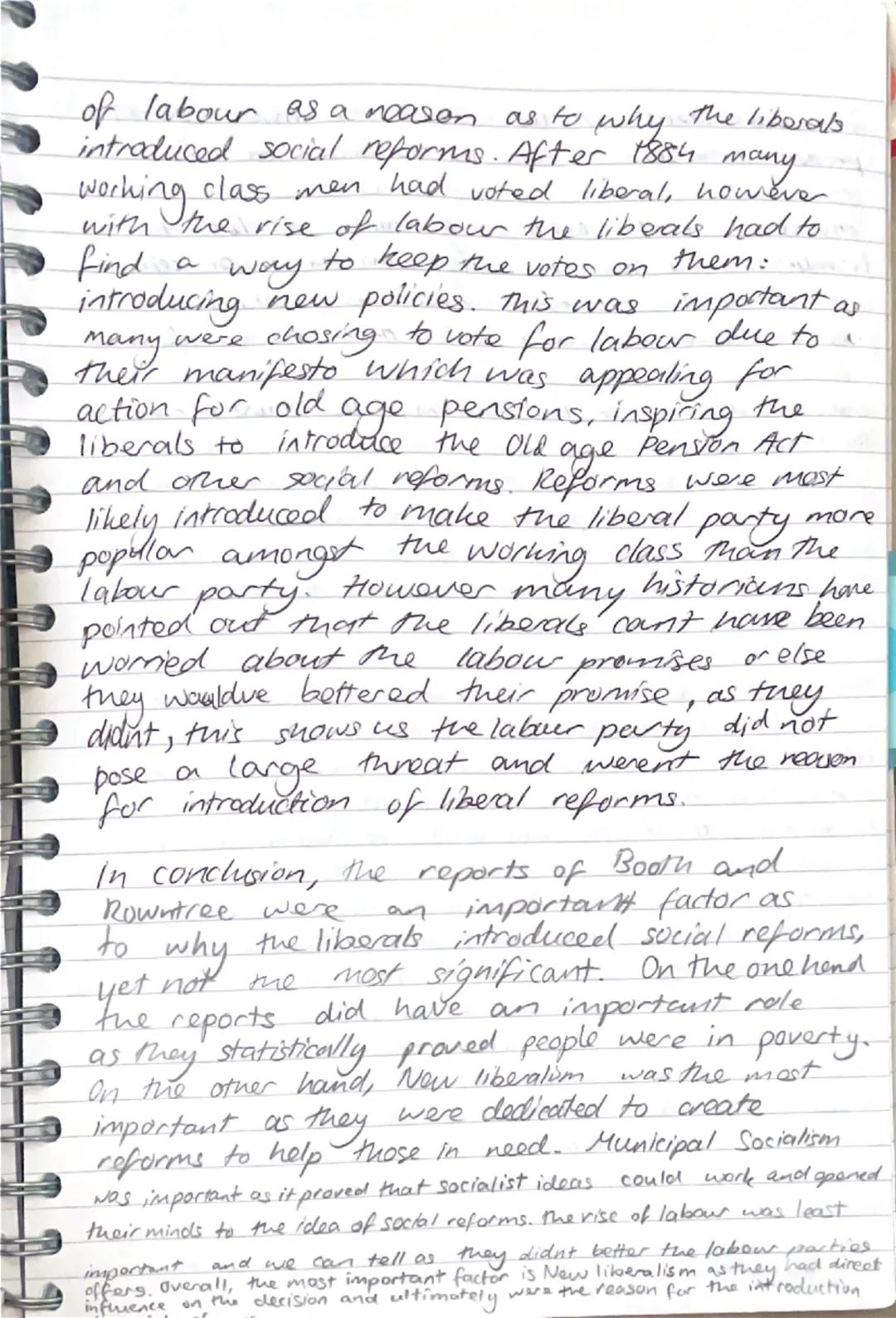 "To what extent were the Reports of
Booth and Rowntree the main reason
why liberals introduced social welfare reforms
1906-14?"
During the e