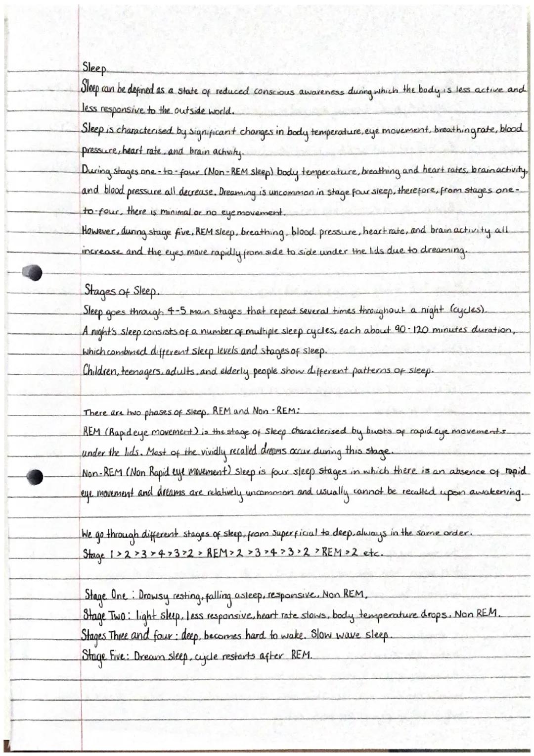 Sleep
Sleep
I can be defined as a state of reduced conscious awareness : during which the body is less active and
less responsive to the out