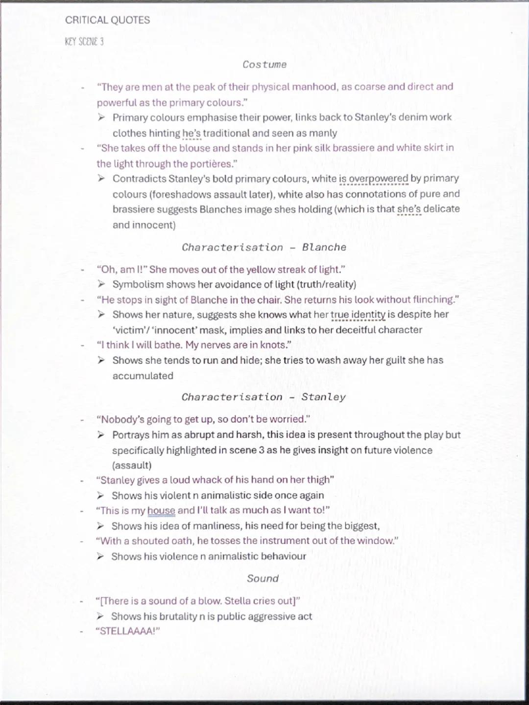 --- OCR Start ---
CRITICAL QUOTES
KEY SCENE 3
Costume
"They are men at the peak of their physical manhood, as coarse and direct and
powerful