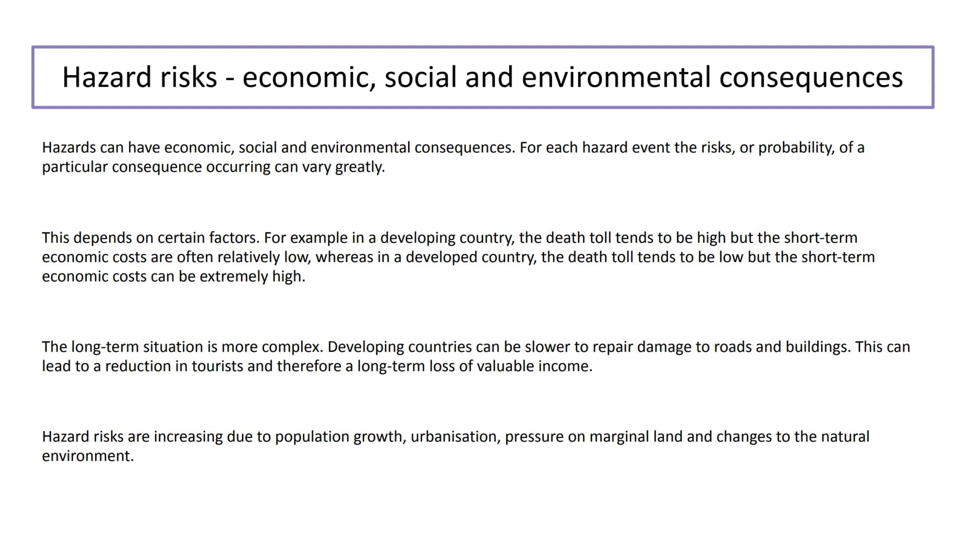 Natural Hazards
Paper 1: Living with the physical
environment What is the difference between a Natural Hazard and a Natural
Disaster?
Natura