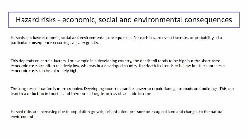 Natural Hazards
Paper 1: Living with the physical
environment What is the difference between a Natural Hazard and a Natural
Disaster?
Natura