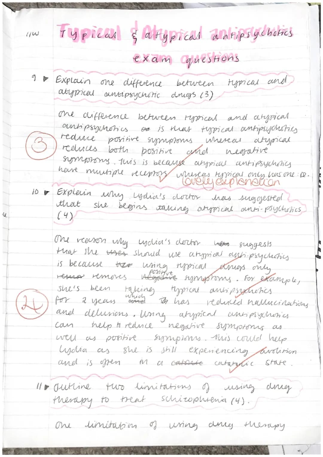 c/W
exam questions
▸ Outline two ways symptoms of schizophrenia.
Refer to Veronica's symptoms as part of your
answer (4)
→ irrational and fa