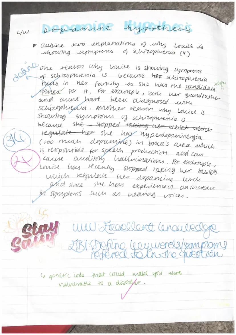 c/W
exam questions
▸ Outline two ways symptoms of schizophrenia.
Refer to Veronica's symptoms as part of your
answer (4)
→ irrational and fa