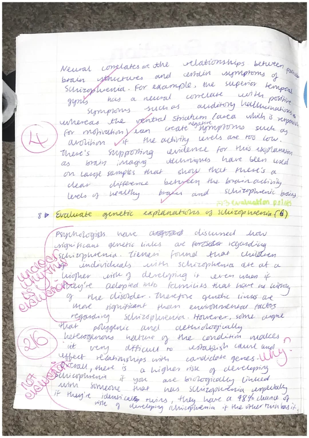 c/W
exam questions
▸ Outline two ways symptoms of schizophrenia.
Refer to Veronica's symptoms as part of your
answer (4)
→ irrational and fa