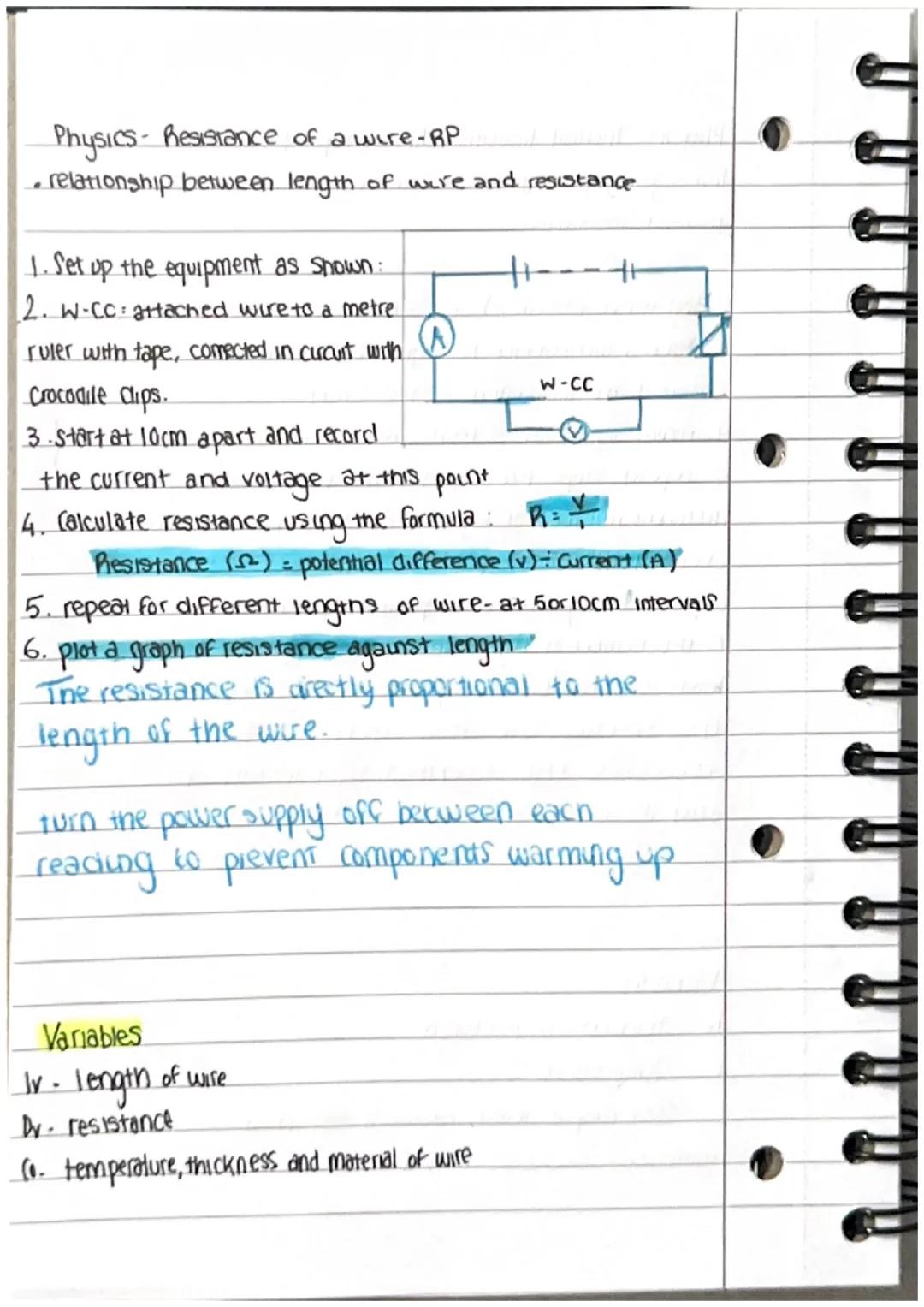 Physics- Resistance of a wire-RP

• relationship between length of wire and resistance

1. Set up the equipment as shown:
2. W-Cc: attached 