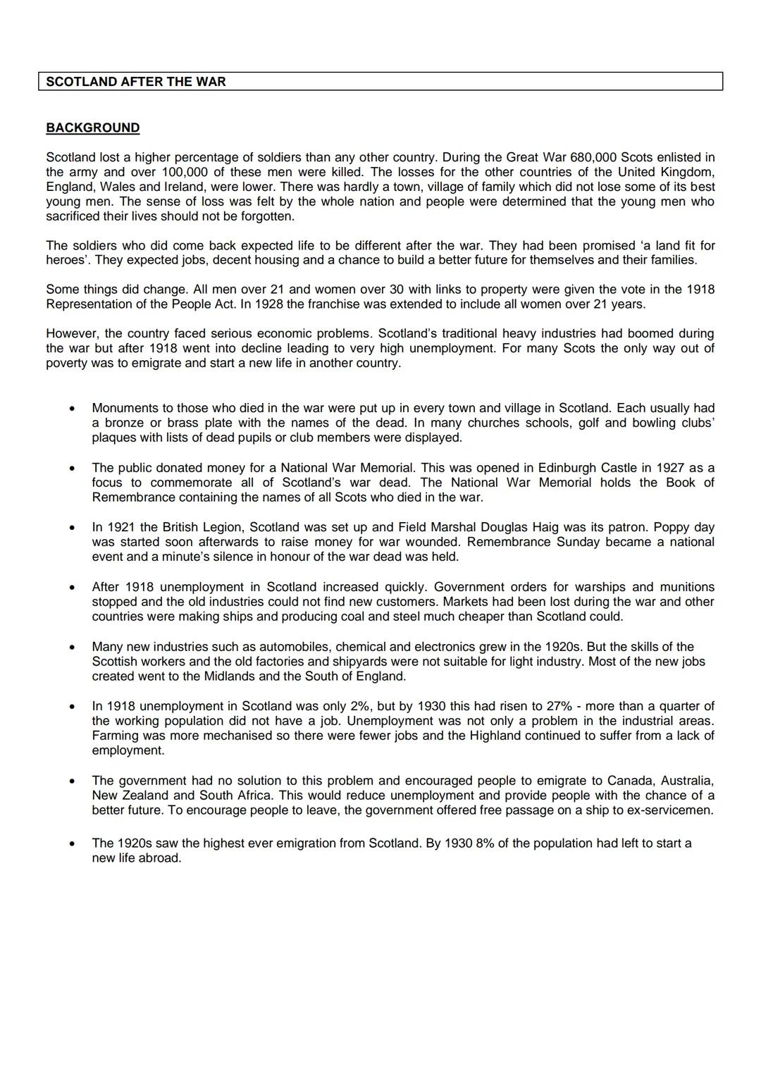 Revision Notes: The Era of the Great War, 1900-1928
Pupil's name:
RECRUITMENT AND PROPAGANDA
BACKGROUND
When Britain went to war in 1914, th