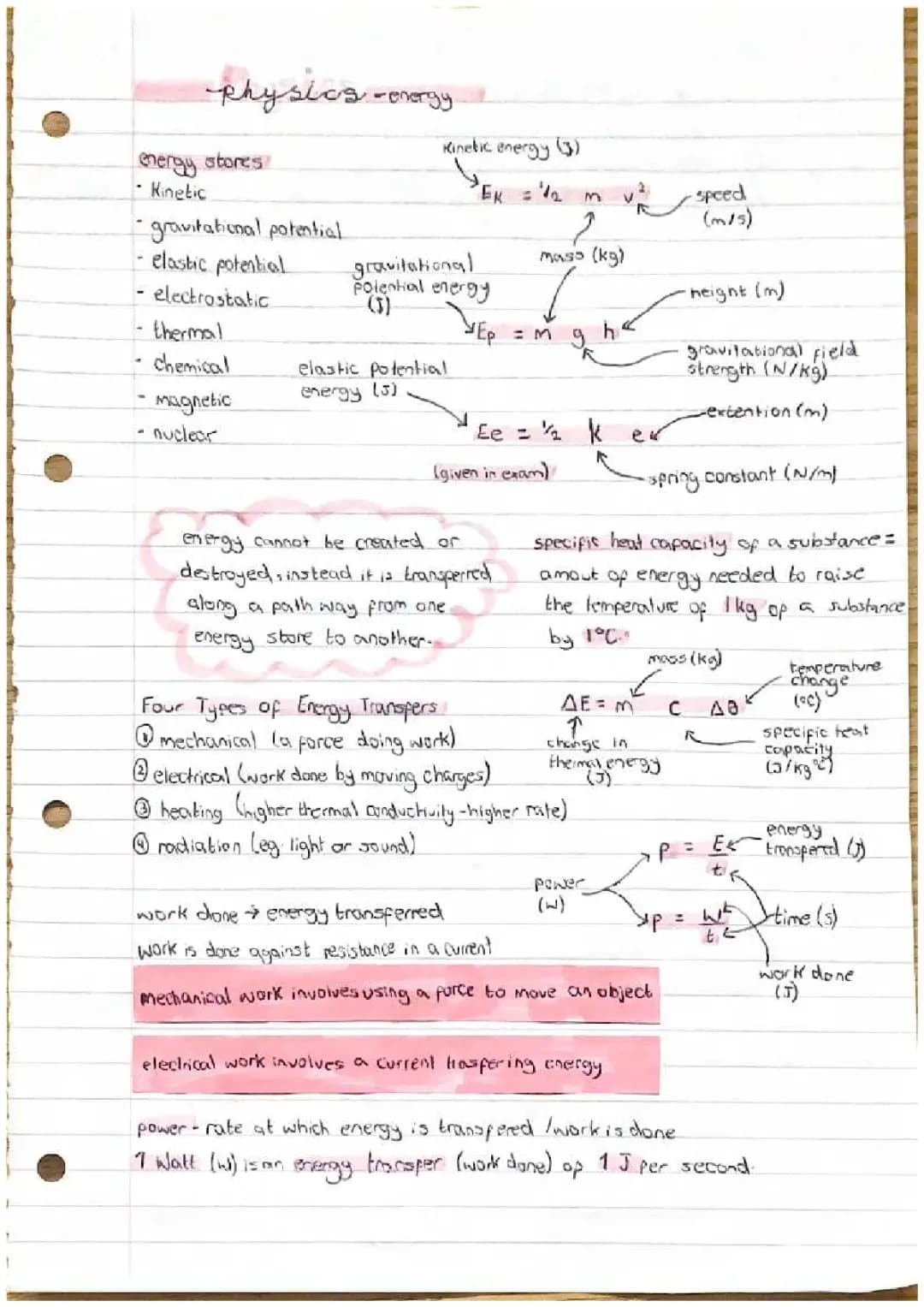 GCSE Physics Energy Revision Notes PDF: Energy Transfers, Conduction, and Convection Explained