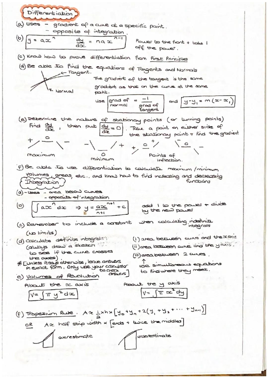 Differentiation
(a) uses
1y = ax
1
+
gradient of a cure at a specific paint.
opposite of integration
"
(c) know how to prove differentiation