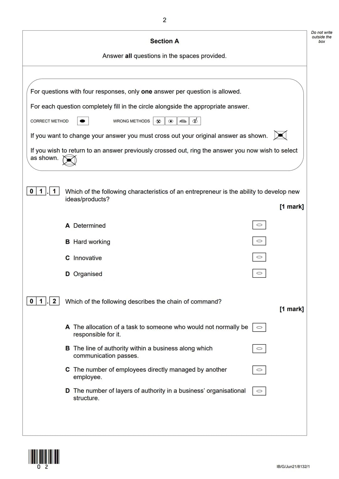 AQA
Please write clearly in block capitals.
Centre number
Surname
Forename(s)
Candidate signature
I declare this is my own work.
Candidate n