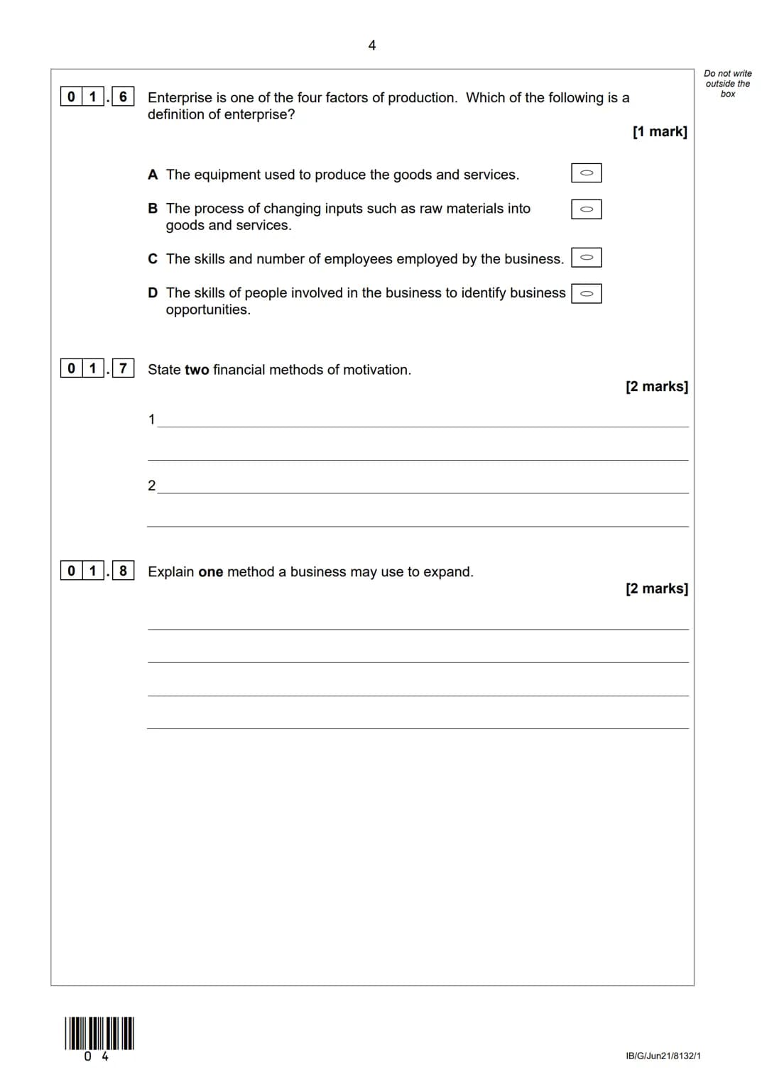 AQA
Please write clearly in block capitals.
Centre number
Surname
Forename(s)
Candidate signature
I declare this is my own work.
Candidate n