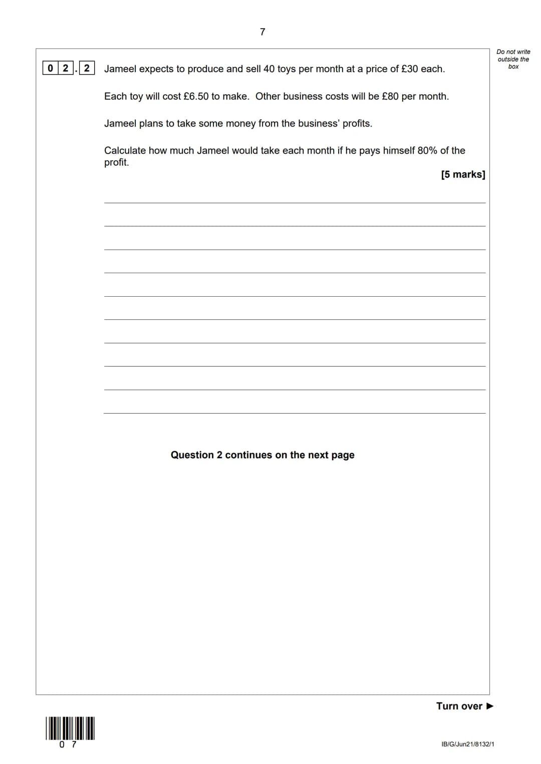 AQA
Please write clearly in block capitals.
Centre number
Surname
Forename(s)
Candidate signature
I declare this is my own work.
Candidate n