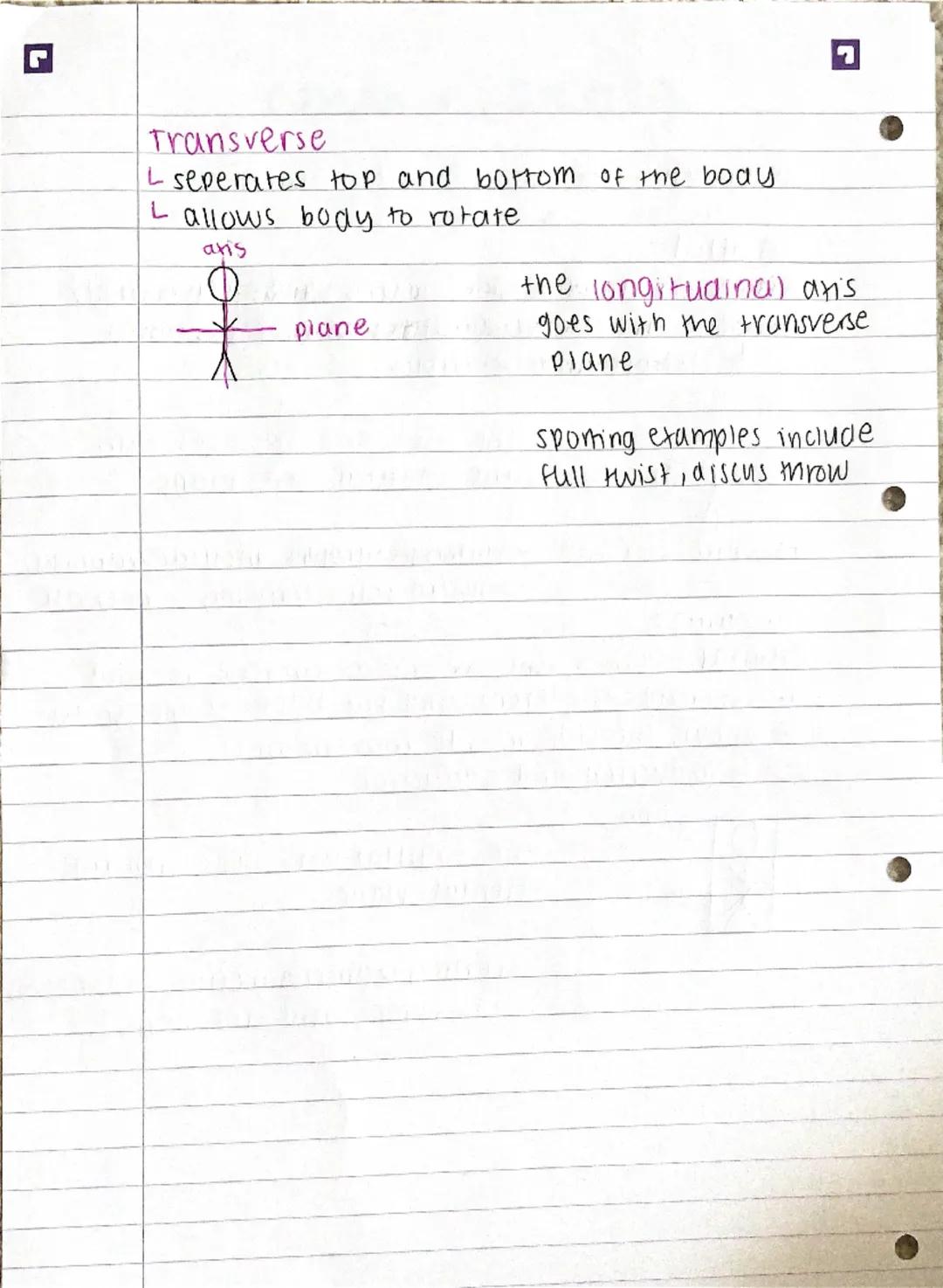 # planes + axis

Planes

Sagital
- seperates the two sides of the body (left + right)
- allows for forward + backward movement
- flexion and