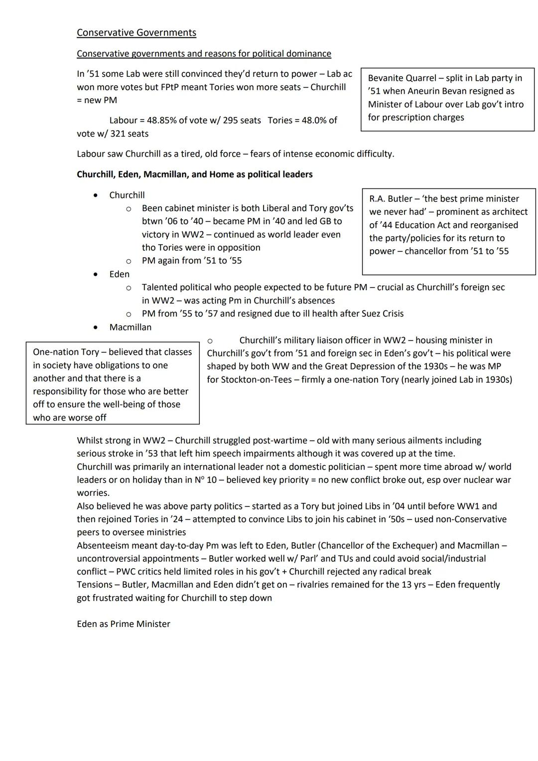 Conservative Governments
Conservative governments and reasons for political dominance
In '51 some Lab were still convinced they'd return to 