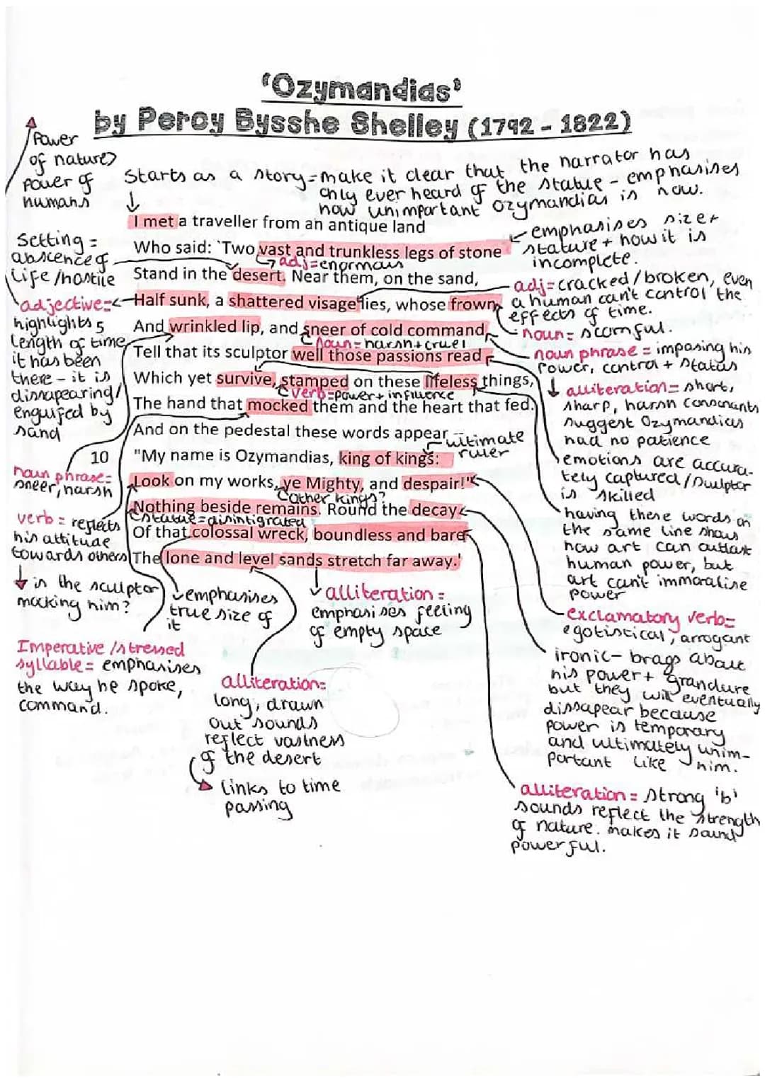 Ozymandias Poem: Detailed Analysis Line by Line and Annotations PDF