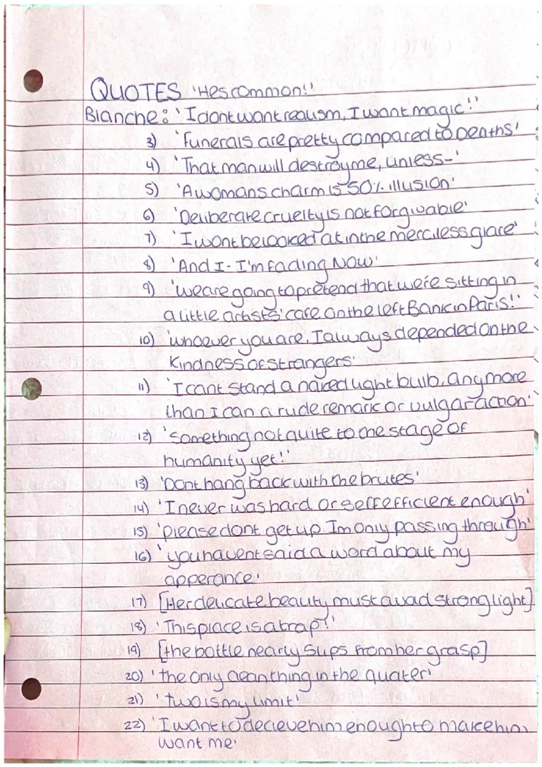 # FANTASY +DELUSION

*   Bianches vourney through cemeteries on the streetcarto
    Fuysianfields represents + fereshadows mental descent
  