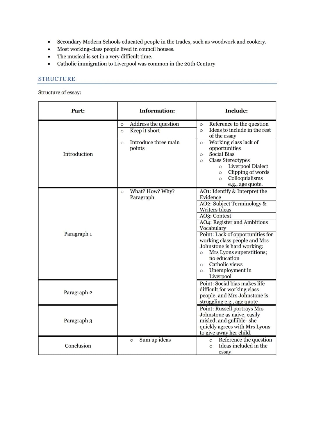 BLOOD BROTHERS
REVISION FOR ASSESSMENT
KEY THEMES
Social Class- a hierarchial system by which sociaty is divided into groups depending on so